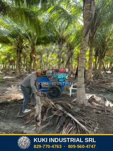 Picadora para cepa de plátano de Kuki Industrial trabajando en una plantación